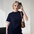 💖Side Stripe Short Sleeve T-Shirt & Wide Leg Joggers Set