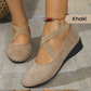 🌹Elegant Solid Color Elastic Strap Low Wedge Shoes