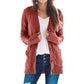 Women's Fall Casual Long Sleeve Button Down Open Front Cable Knit Cardigan Sweater Coat