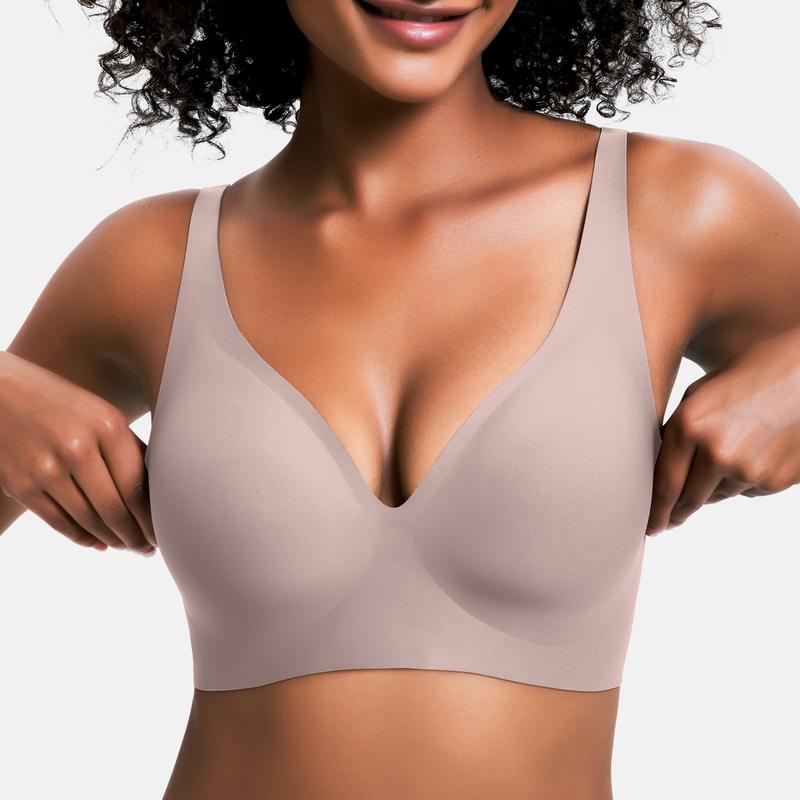 💜Jelly Wireless Womens Comfortable Wireless Bras Push Up Bralettes Seamless Tshirts Bras Deep V Everyday Bras
