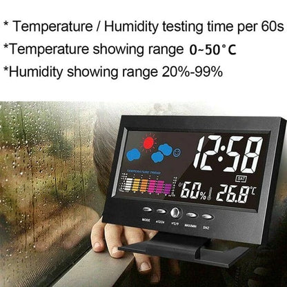 🔥Digital LED Temperature Humidity Monitor Weather Forecast LED Table Alarm Clock