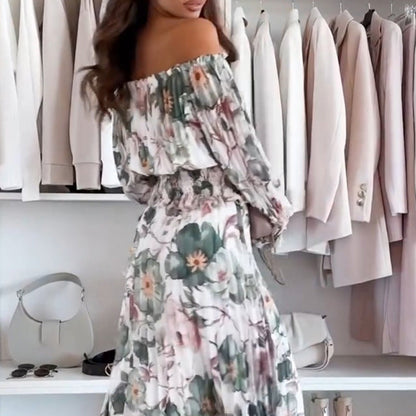 Floral Print Off-Shoulder Top & Maxi Skirt Two-Piece Set