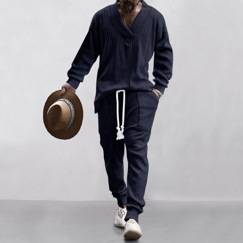 💥Men's 2-Piece V-Neck Baggy Sweatshirt & Joggers Set