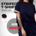 💖Side Stripe Short Sleeve T-Shirt & Wide Leg Joggers Set