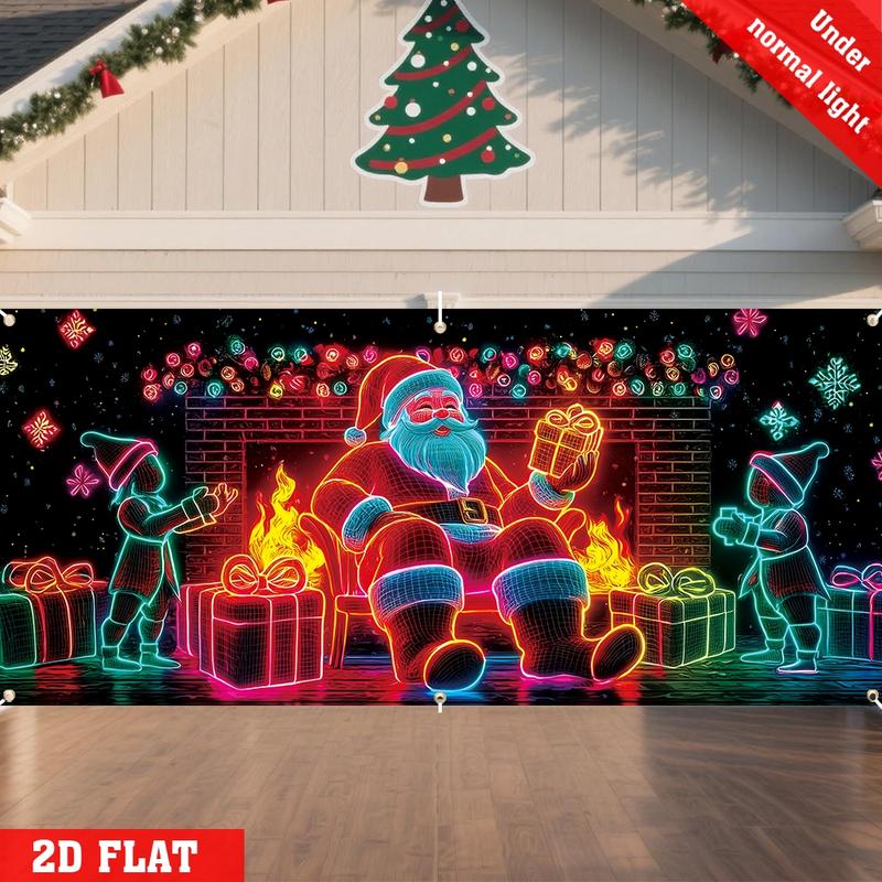 🎇🚪UV Activated Christmas Garage Door Cover Banner, Glows in Dark🔥🎉