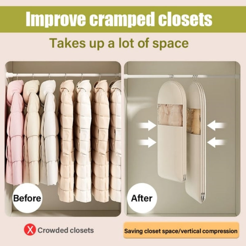 Space Saving Hanging Garment Bag with Self Compression Zipper
