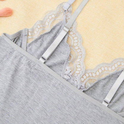 😍Valentine's Day Gift💖Women's Sexy Lace Trim Slit Bowknot Decor Sleep Dress