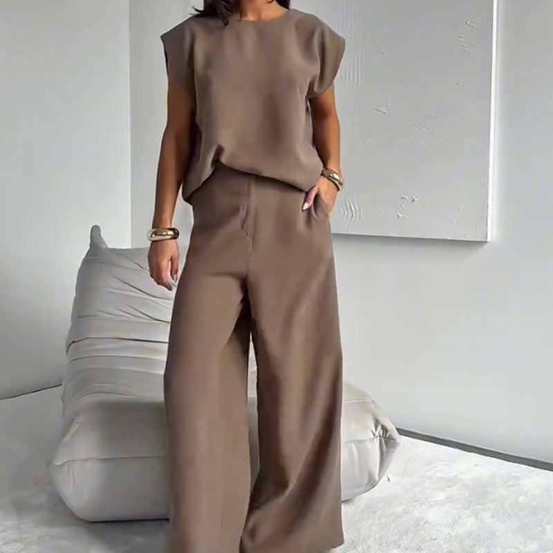 💖Women’s 2-Piece T-Shirt & Wide Leg Dress Pants Set👗