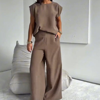 💖Women’s 2-Piece T-Shirt & Wide Leg Dress Pants Set👗