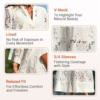 🌸Spring Specials🌸 Women's V-Neck Lace Midi Dress