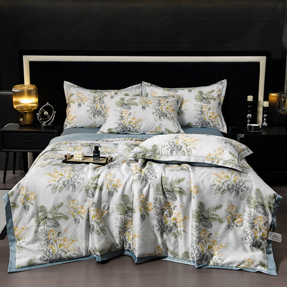 Cooling Breathable Floral Bed Sheet 4-Piece Set