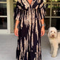 Mother's Day Hot Sale 🔥Casual Print V-Neck Waist Wrap Long Dress