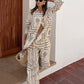 Women's Geometric Print 2-Piece Set - Shirt and Wide Leg Pants