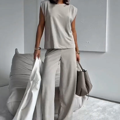 💖Women’s 2-Piece T-Shirt & Wide Leg Dress Pants Set👗