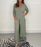 💃Spring Sale ⏳Two Piece Casual Long Top and Casual Trousers😍