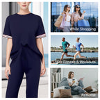 💖Side Stripe Short Sleeve T-Shirt & Wide Leg Joggers Set