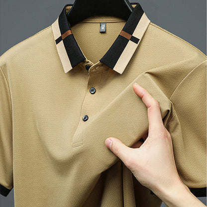 🔥Men's Stretch Ice Silk Short Sleeve Lapel T-shirt
