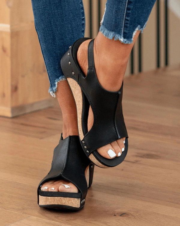 🔥Women's Leather Platform Wedge Orthopedic Sandals