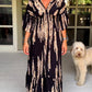 Mother's Day Hot Sale 🔥Casual Print V-Neck Waist Wrap Long Dress