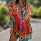 Women's Loose V-Neck Asymmetrical Dress