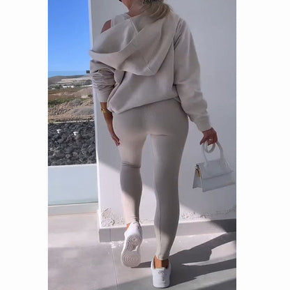 Hooded Cardigan, Vest, Leggings ,Three-piece Set