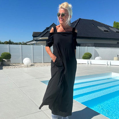 🏖️Summer Specials💃Women's Cold Shoulder Casual Maxi Dress