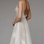 Stylish V-neck Spaghetti Strap A-line dress