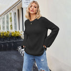 💕 Women's Round-neck Sweater With Wide Cuffs And Loose Fit