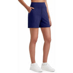 Women's High-Waisted Athletic Bermuda Shorts with Pockets – Running, Yoga, Summer Casual Activewear