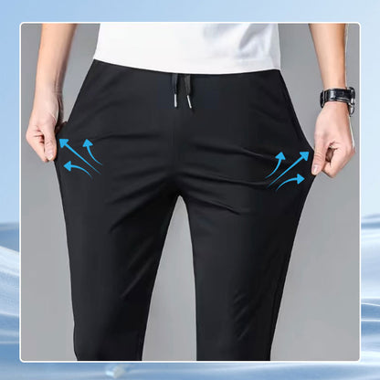 Elastic Waist Straight-Leg Pants for Men
