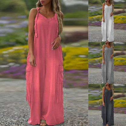 💕Women's Loose Wide-Leg Jumpsuit with Pockets