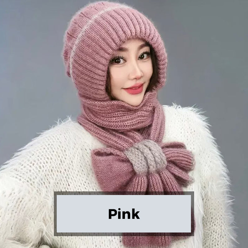 ❄️👩 Integrated Windproof Hat Scarf for Women - Warm Knitted Design, Ear Protection & Multiple Colors (Versatile for Winter Activities)!