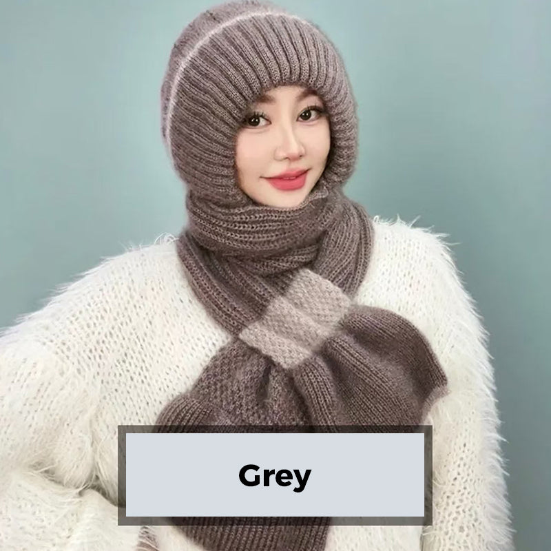 ❄️👩 Integrated Windproof Hat Scarf for Women - Warm Knitted Design, Ear Protection & Multiple Colors (Versatile for Winter Activities)!
