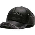 🧢🐂New Men's Winter Hat With Sheepskin Flat Top Earmuffs