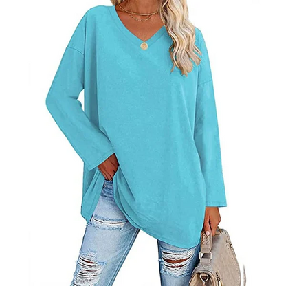 💋Women's Loose Long Sleeve Fashion V-neck Top