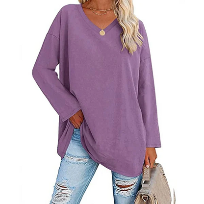💋Women's Loose Long Sleeve Fashion V-neck Top