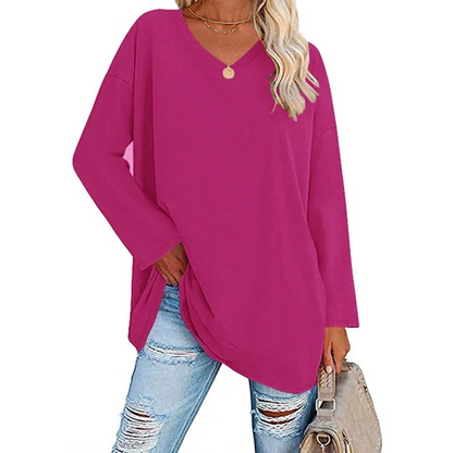 💋Women's Loose Long Sleeve Fashion V-neck Top