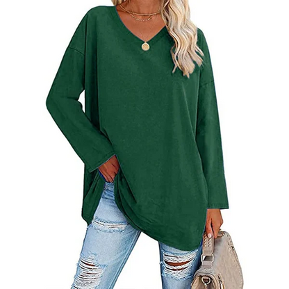 💋Women's Loose Long Sleeve Fashion V-neck Top