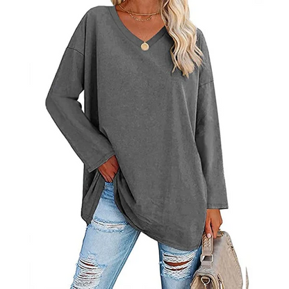 💋Women's Loose Long Sleeve Fashion V-neck Top