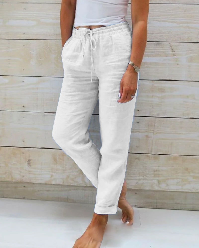🌸Women's Elastic Waist Cotton Linen Casual Pants