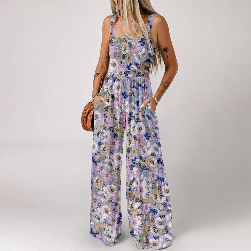 🏖️Summer Hot Sale 🌼🎨Women’s Casual Print Sleeveless Overalls Jumpsuits