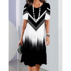 Women's Casual Loose Floral 3D Digital Printed Round Neck Dresses