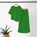 ⏳Time-Limited Special⏰Women's Irregular Hem Top & Wide Leg Pants Two-Piece Set