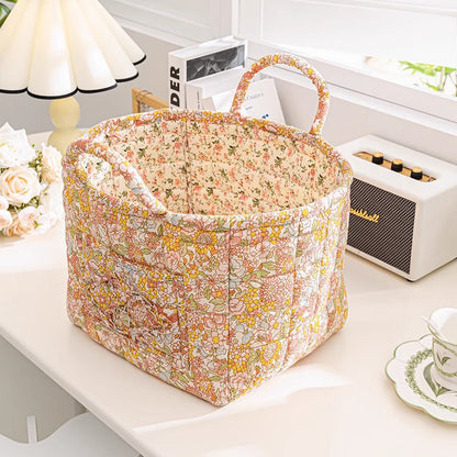 Portable Floral Fabric Storage Basket