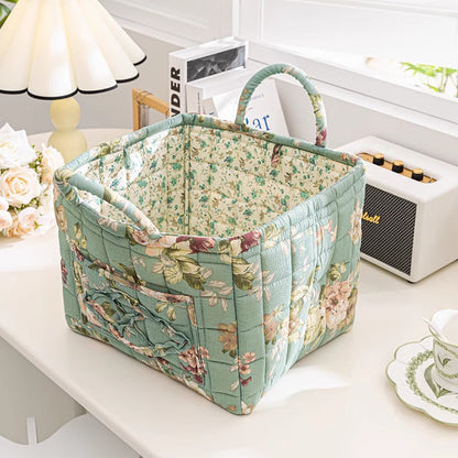 Portable Floral Fabric Storage Basket
