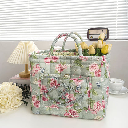 Portable Floral Fabric Storage Basket
