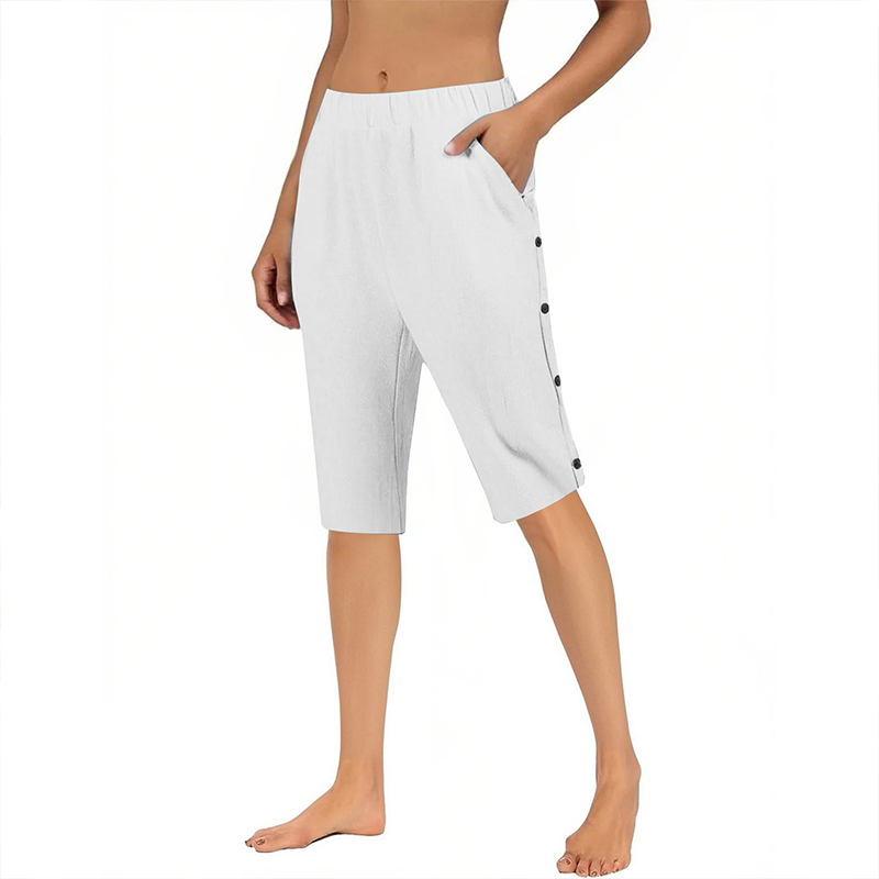 Women's Casual Loose Cotton Linen Breathable Capri Pants