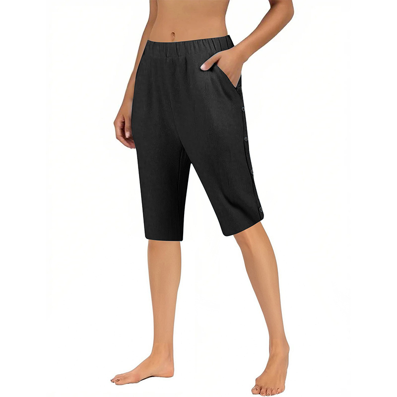 Women's Casual Loose Cotton Linen Breathable Capri Pants