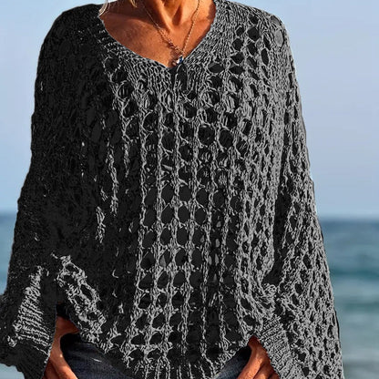 🌸New Arrival🌸Women’s Casual Solid Color Crochet Knit Top
