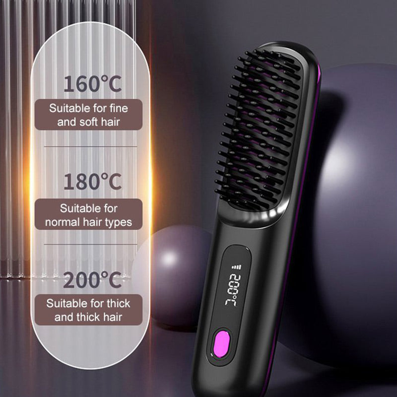 🎁Wireless Ceramic Heating Hair Straightening Comb